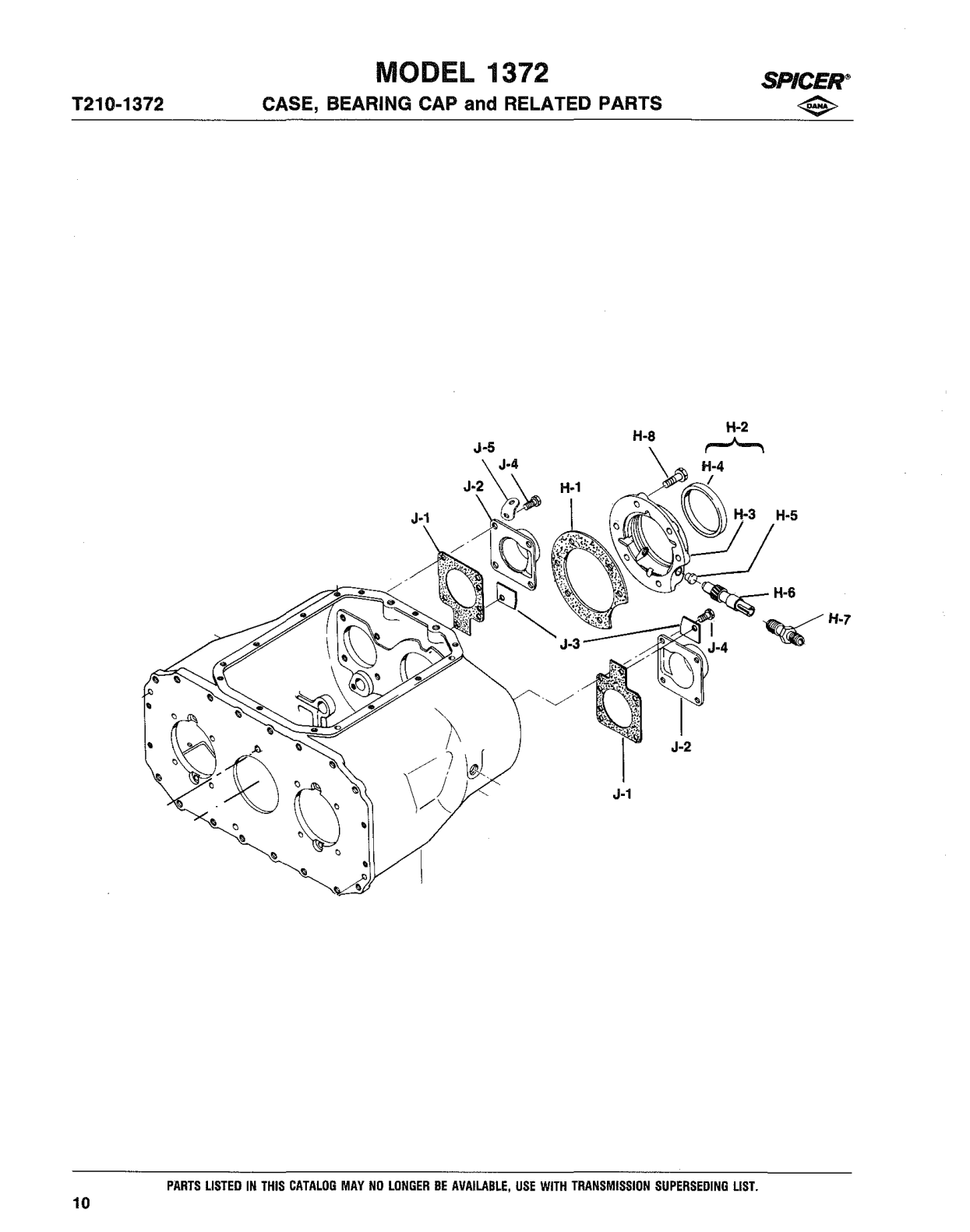 Diagrama de despiece: Tapa trasera del balero de la flecha principal - para velocímetro accionado por engrane, Spicer 1372-A