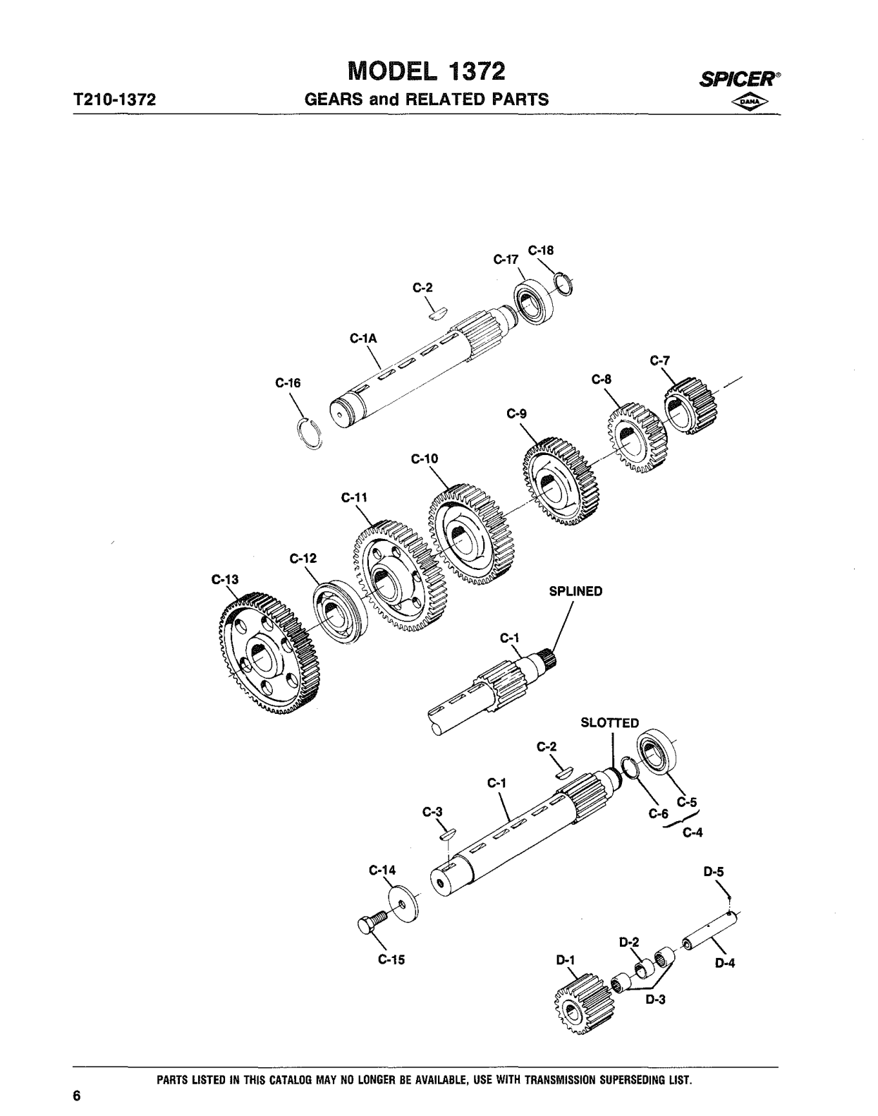 Diagrama de despiece: Grupo de la contraflecha, Spicer 1372-A