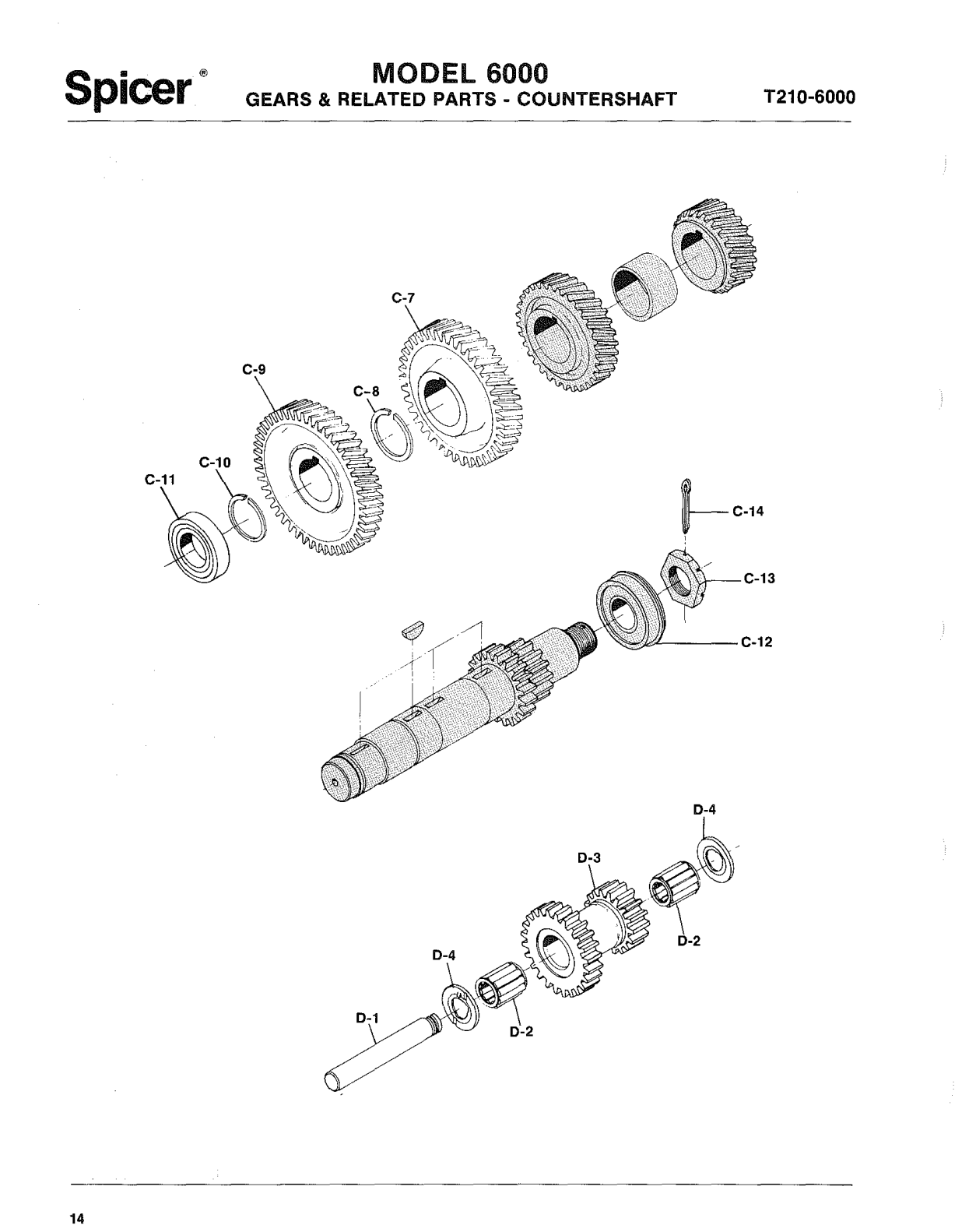 Spicer Transmission 6000-Series Reverse Idler Gear Group exploded-view diagram