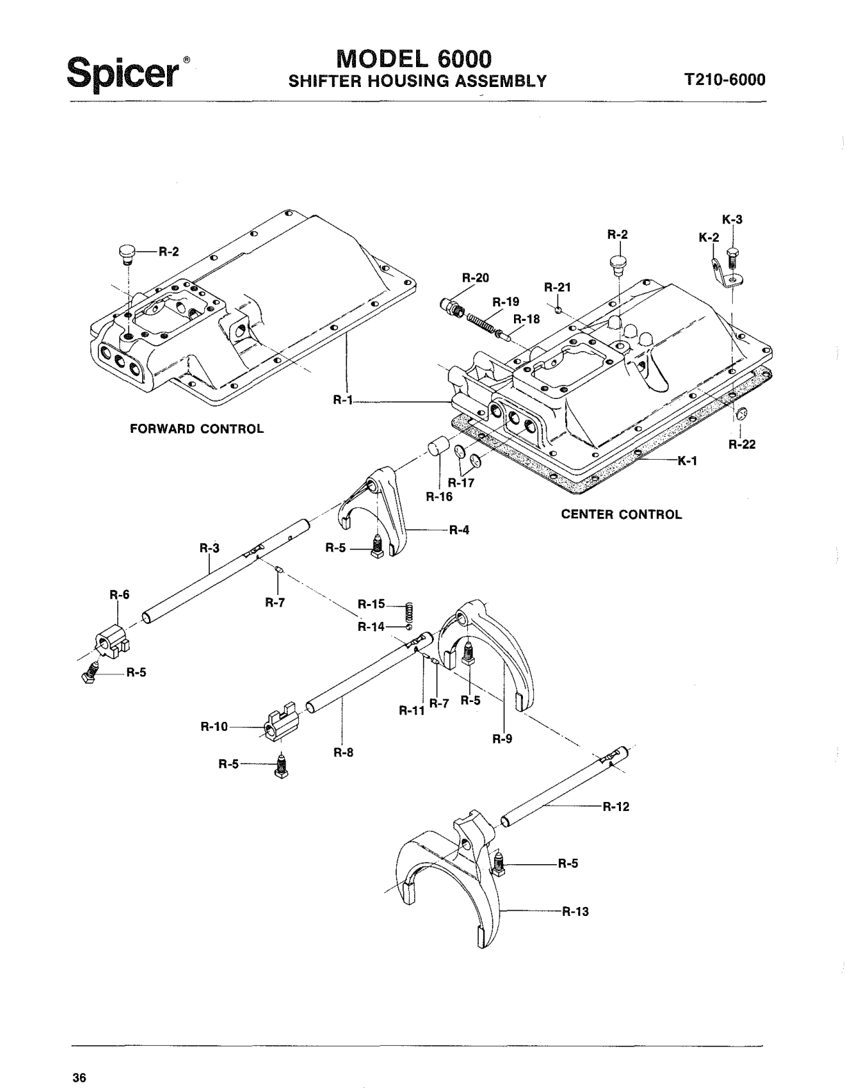 Spicer Transmission 6000-Series Parts Listed Below Are Not Included in Assembly exploded-view diagram