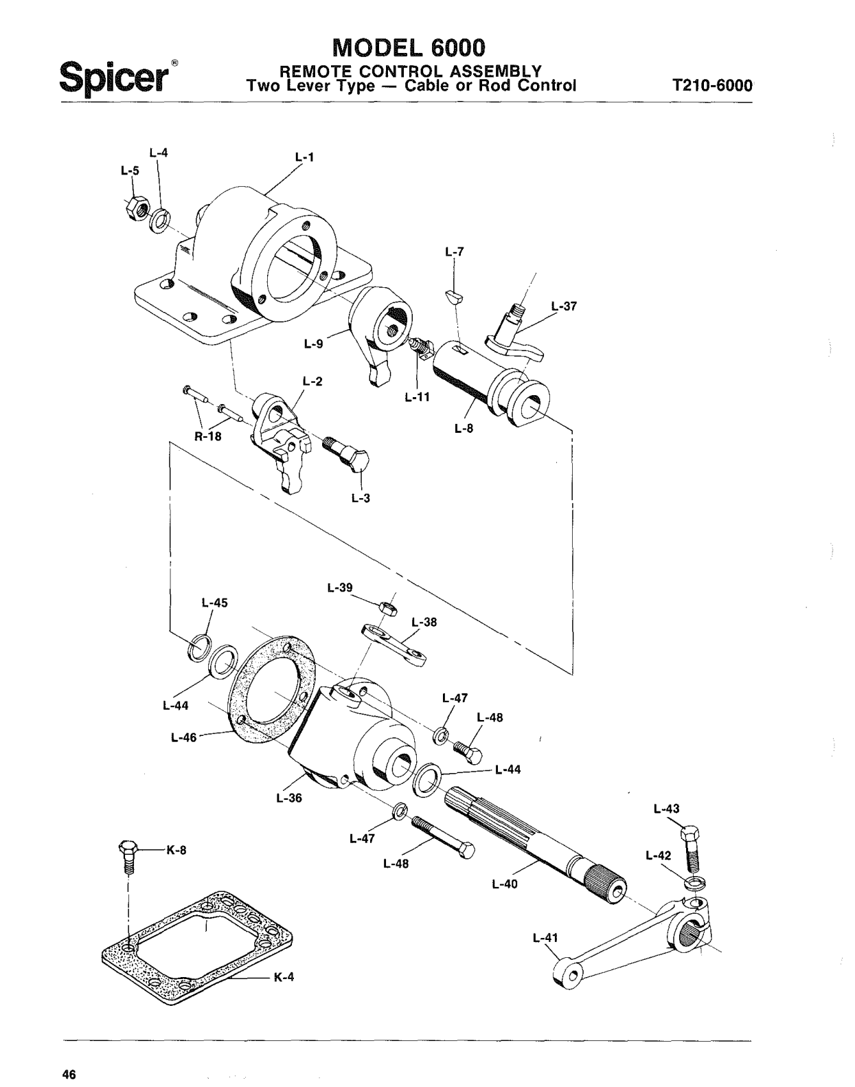Spicer Transmission 6000-Series Parts Listed Below Are Not Included in Assembly exploded-view diagram