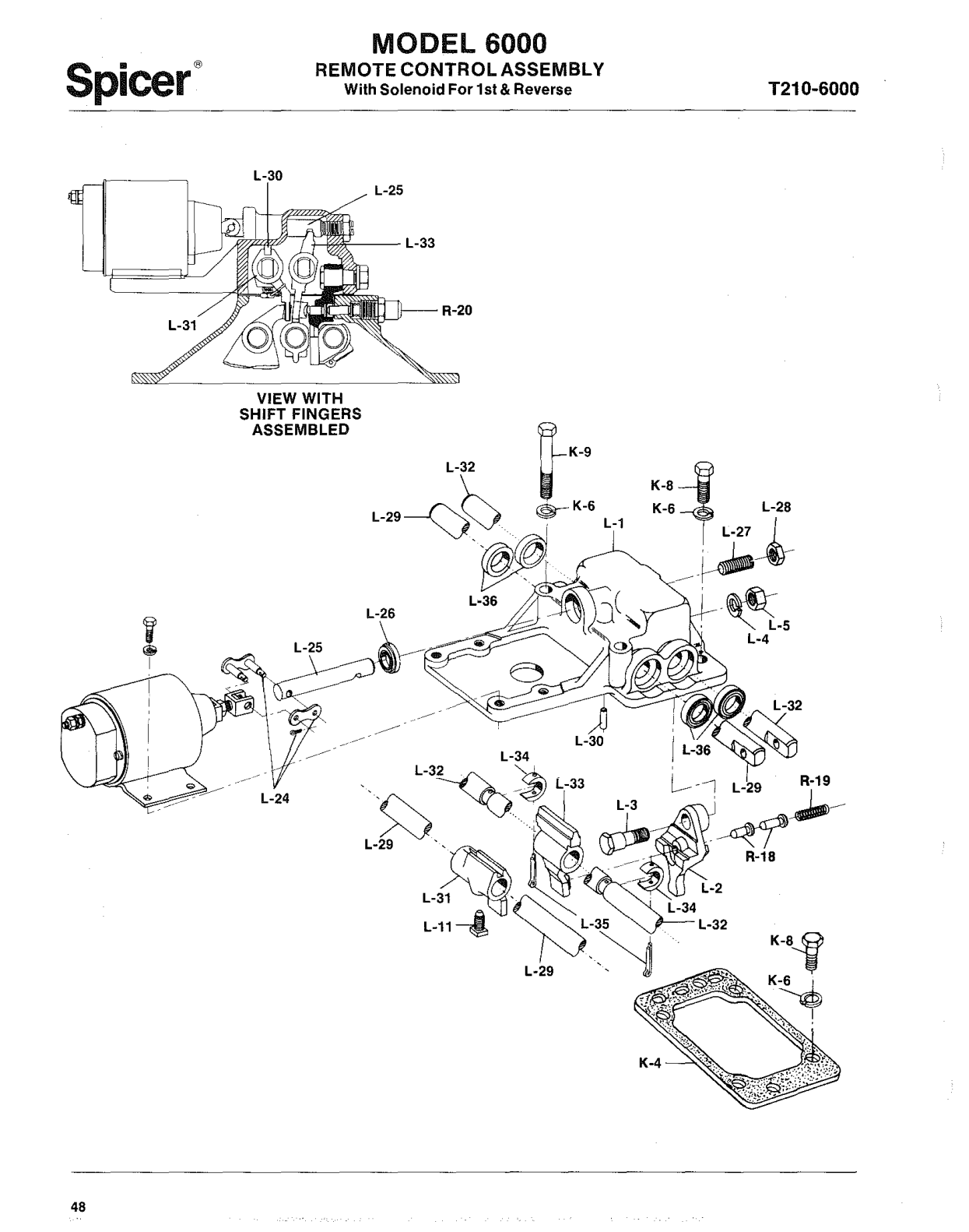 Spicer Transmission 6000-Series Parts Listed Below Are Not Included in Assembly exploded-view diagram