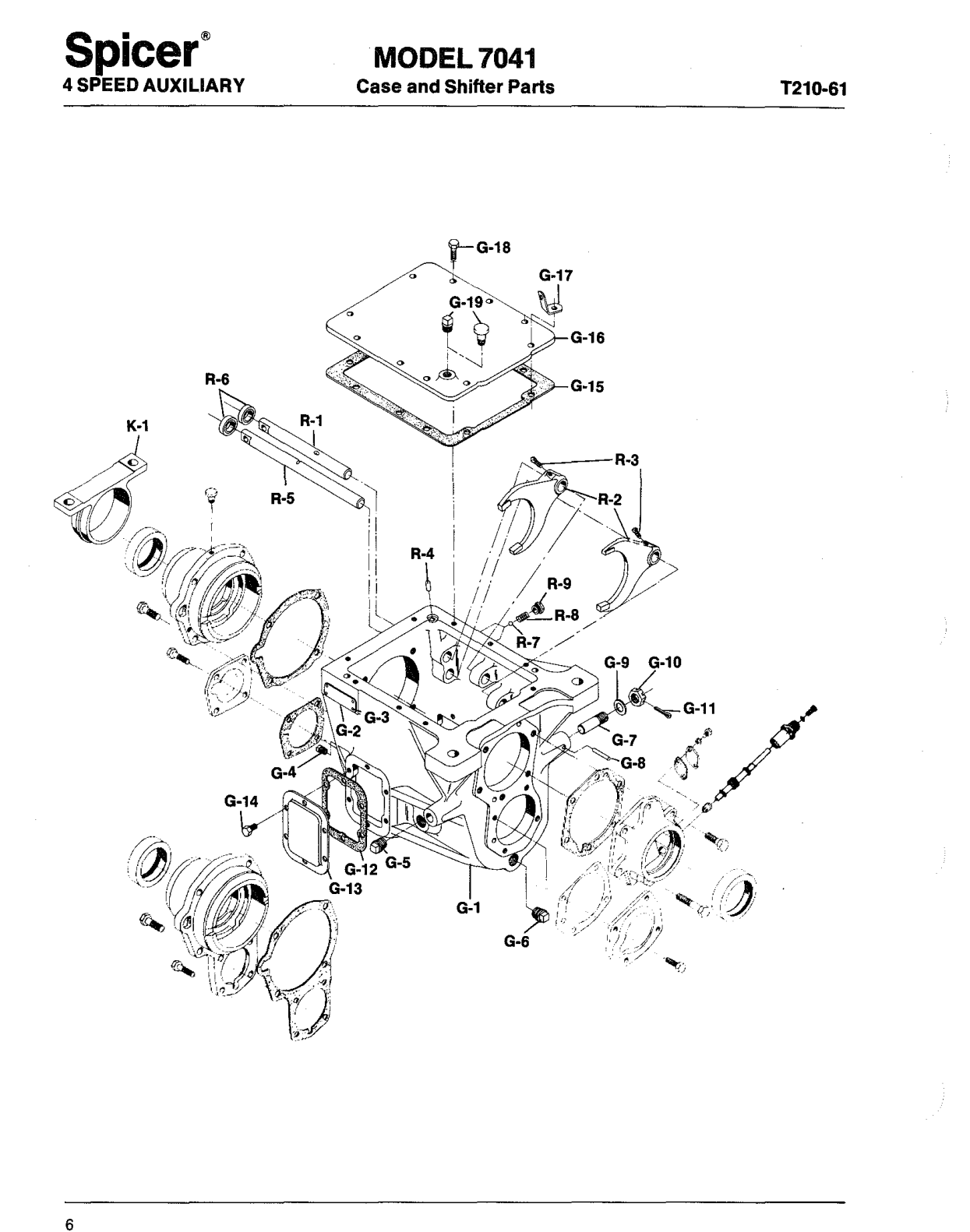 Diagrama de despiece: Carcasa, aceite, freno, freno, Spicer 7041