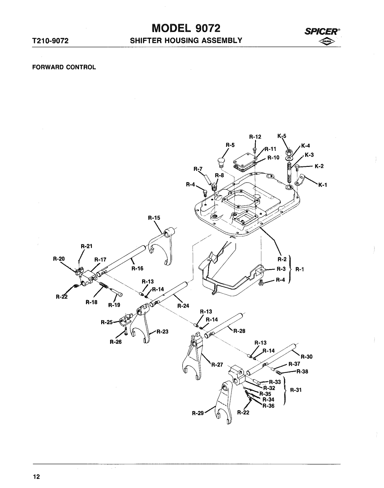 Spicer Transmission 9072 Parts Listed Below Are Not Included in Assembly exploded-view diagram