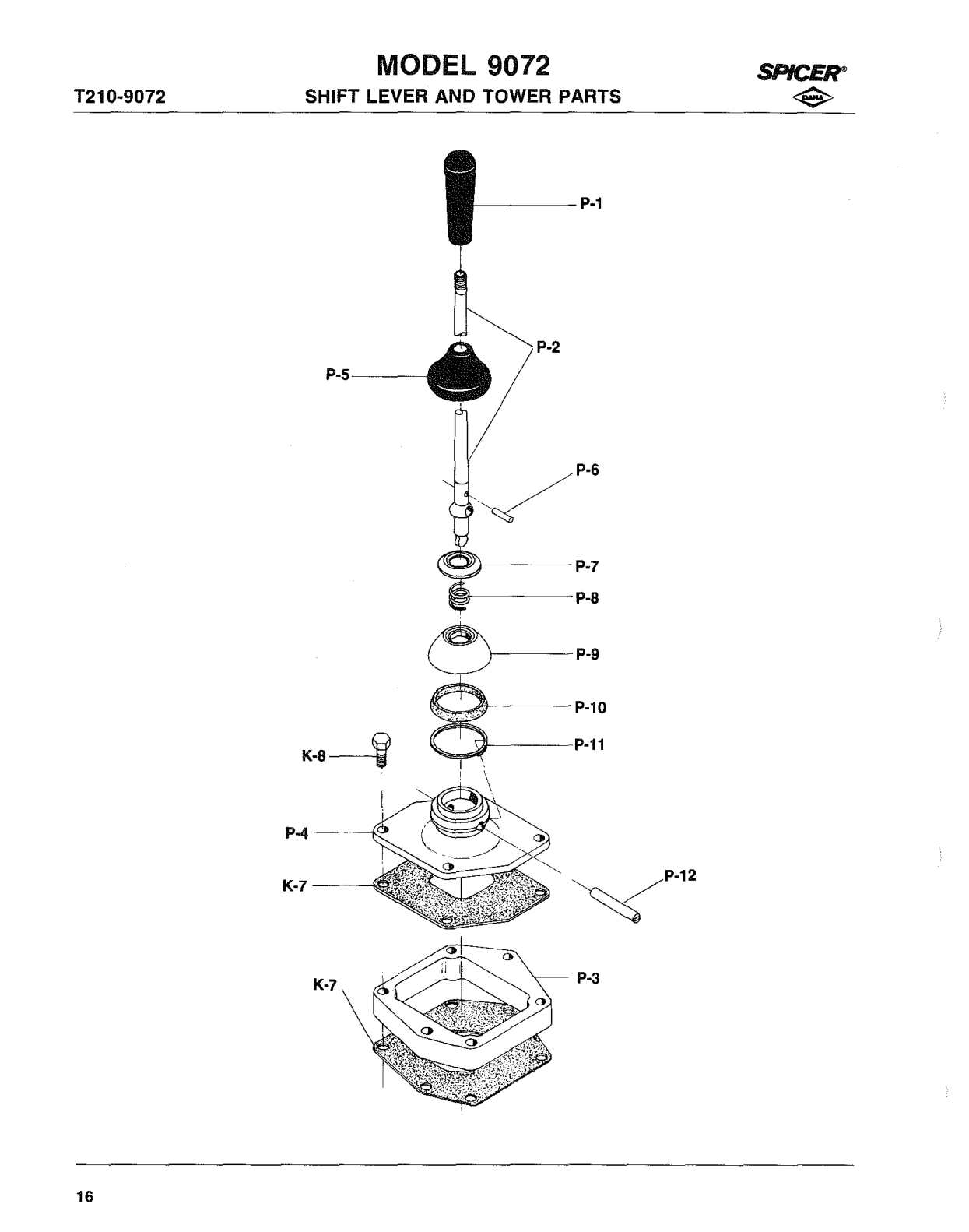 Spicer Transmission 9072 Parts Listed Below Are Not Included in Assembly exploded-view diagram