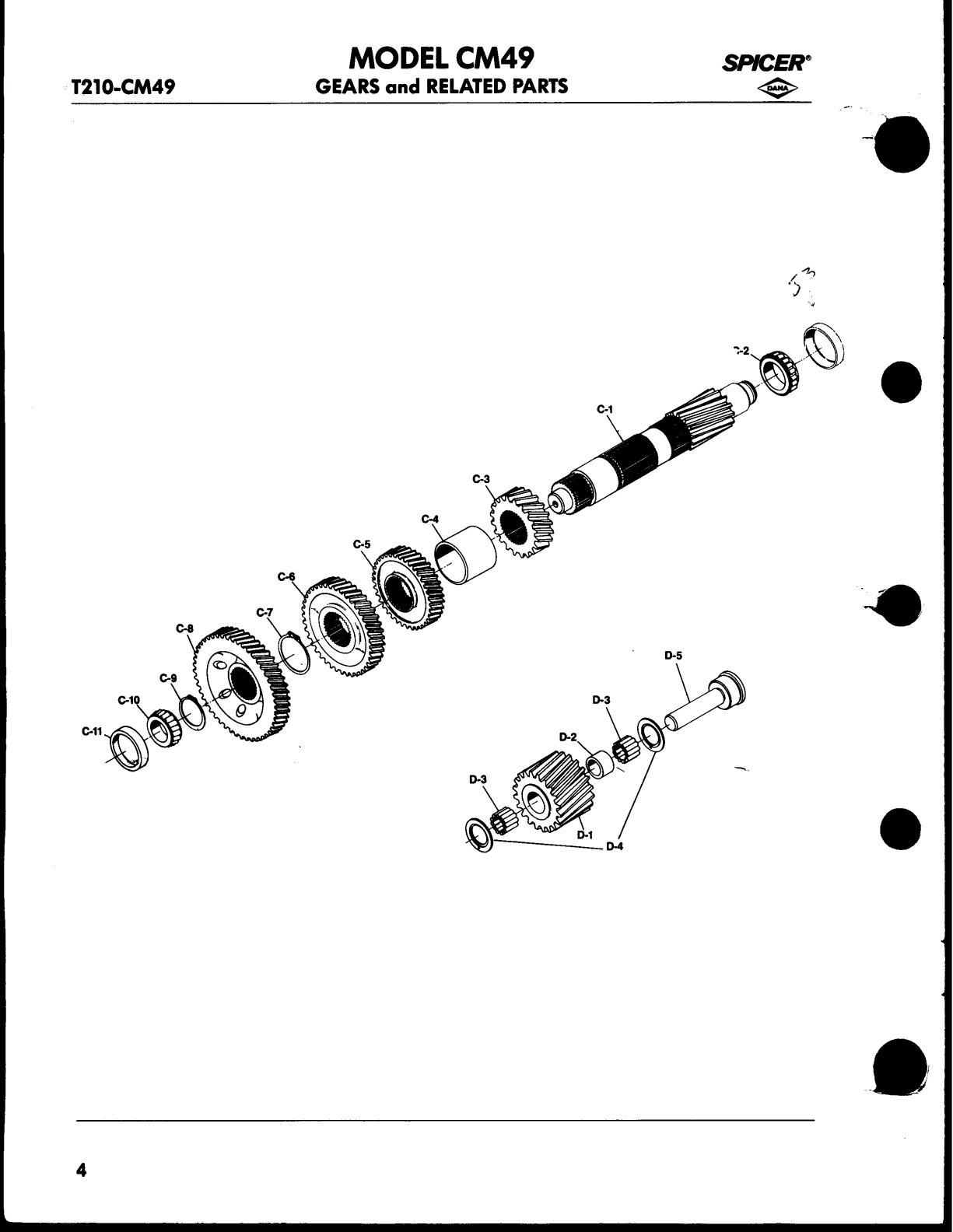 Spicer Transmission CM4954-A Countershaft Group - exploded-view diagram