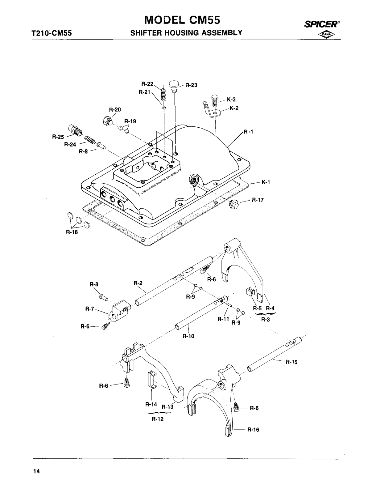 Spicer Transmission CM5552-A Parts Listed Below Are Included in Assembly exploded-view diagram