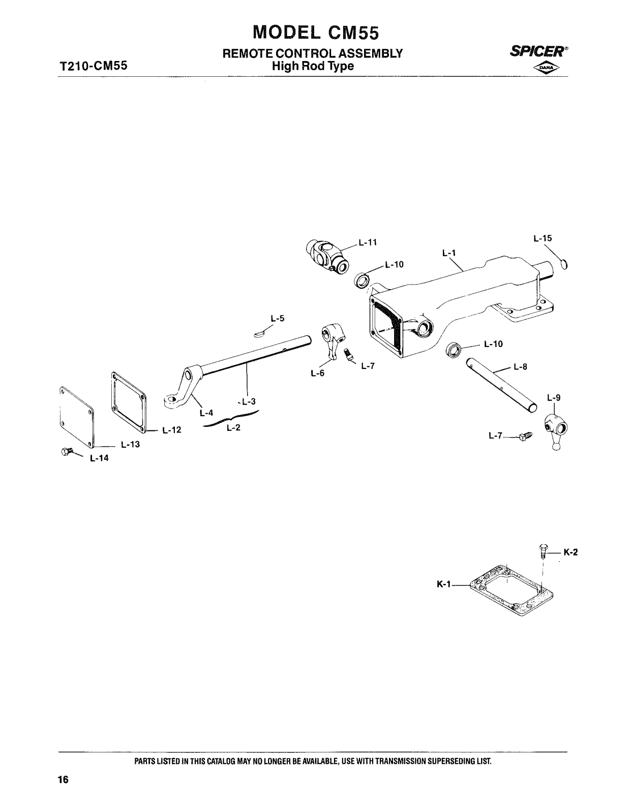 Spicer Transmission CM5552-A Parts Listed Below Are Not Included in Assembly exploded-view diagram