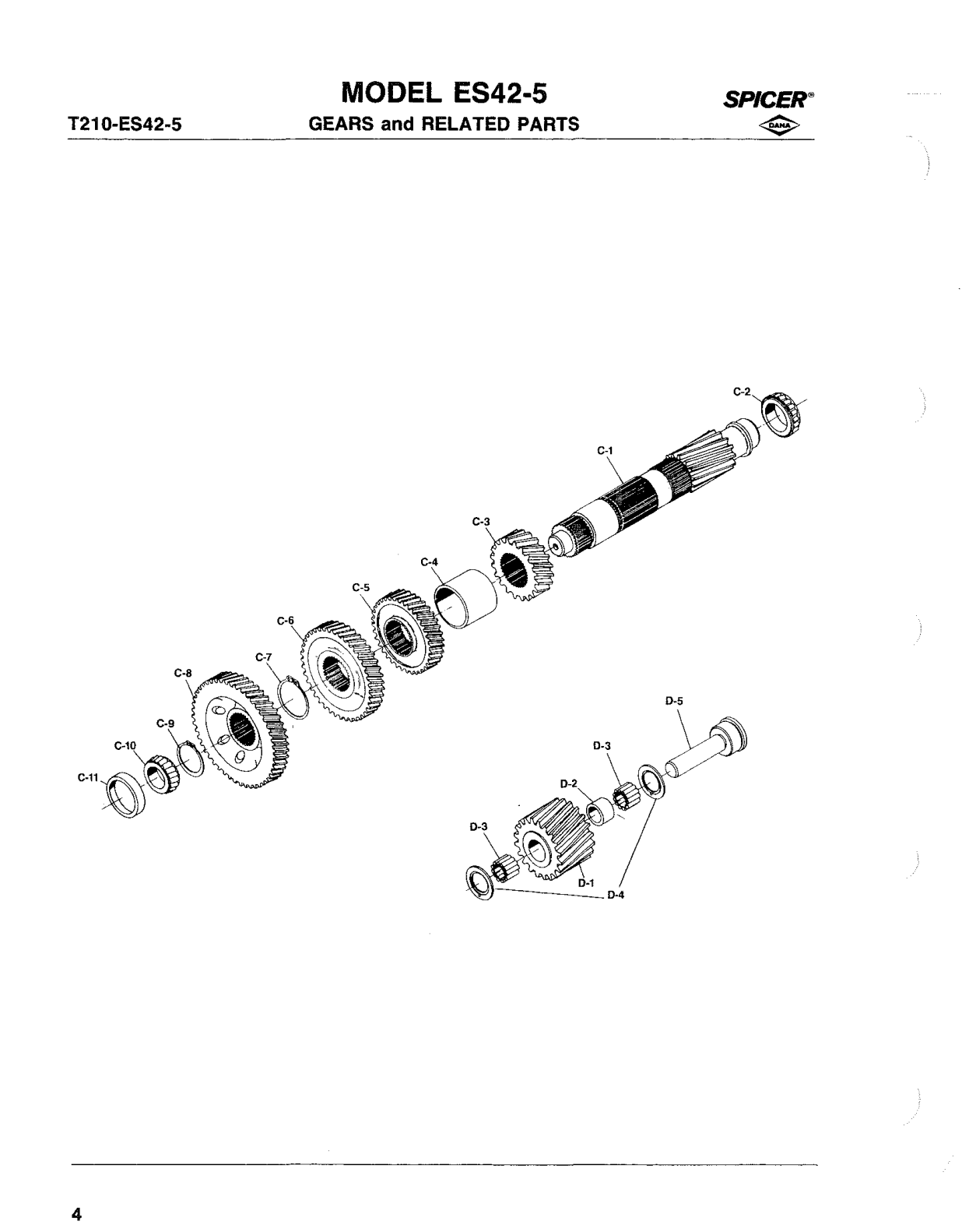 Spicer Transmission ES42-5A Reverse Idler Shaft Group exploded-view diagram