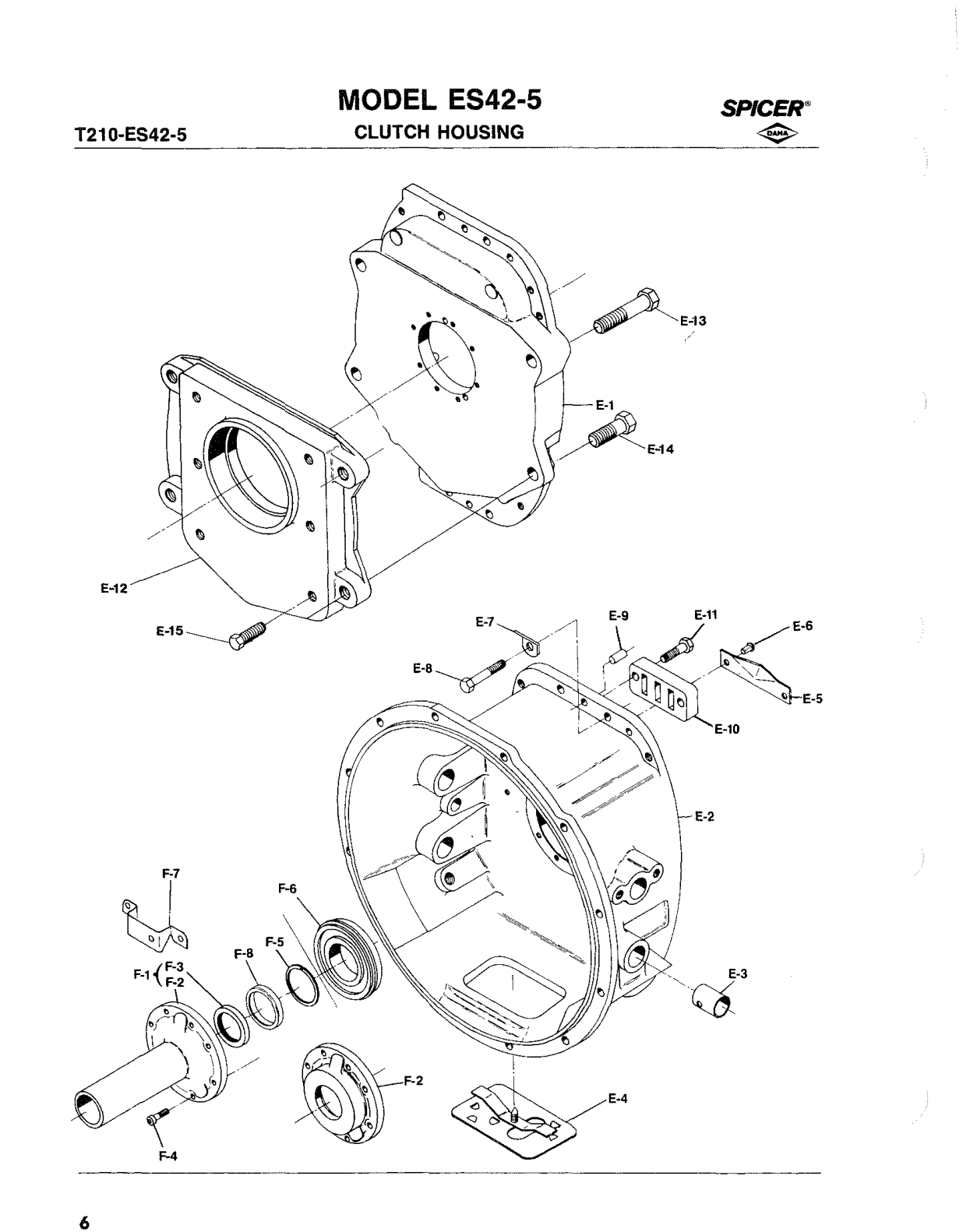 Spicer Transmission ES42-5A Clutch Housing Release Shaft Hole exploded-view diagram