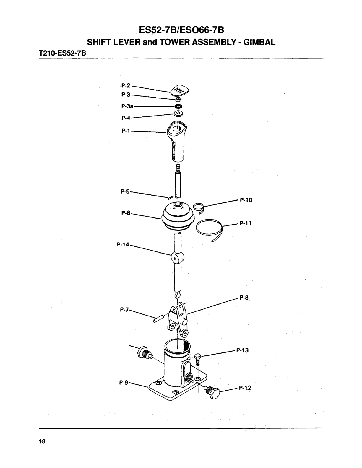 Diagrama de despiece: Ensambles de palanca de cambios y torre de cambios, Spicer ESO66-7B