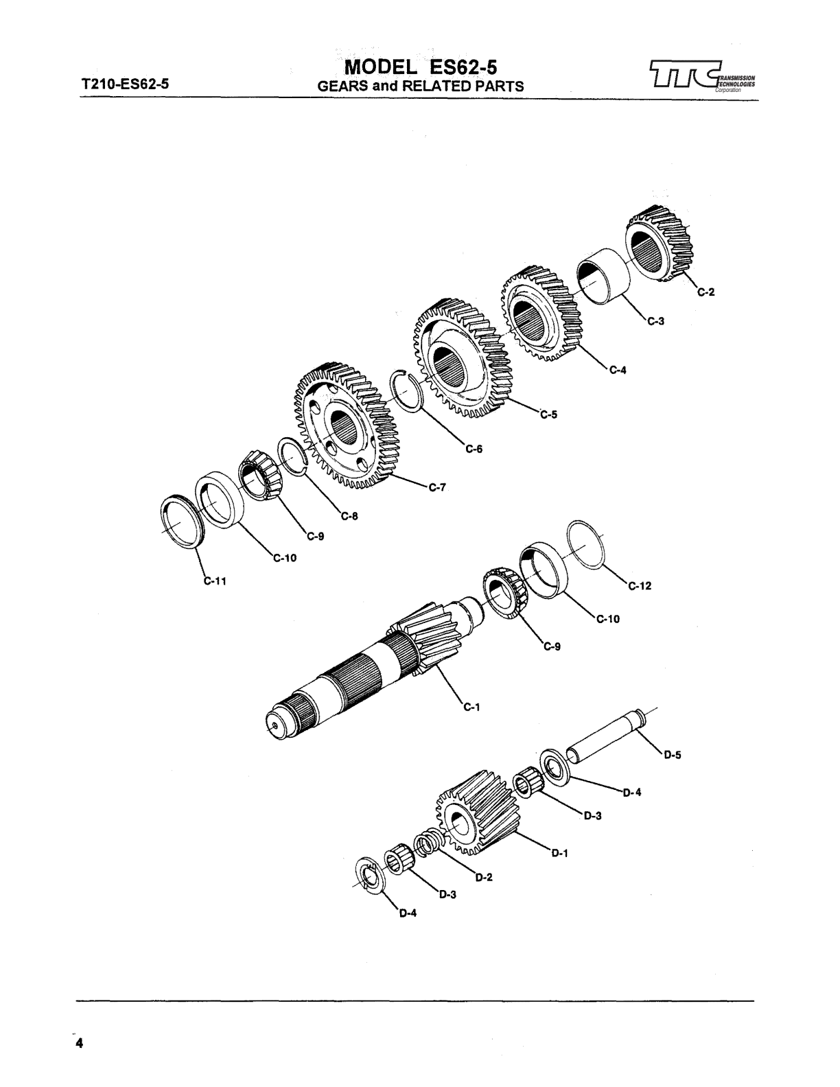 Spicer Transmission ES62-5A Technologies Gears ·and ·related Parts exploded-view diagram