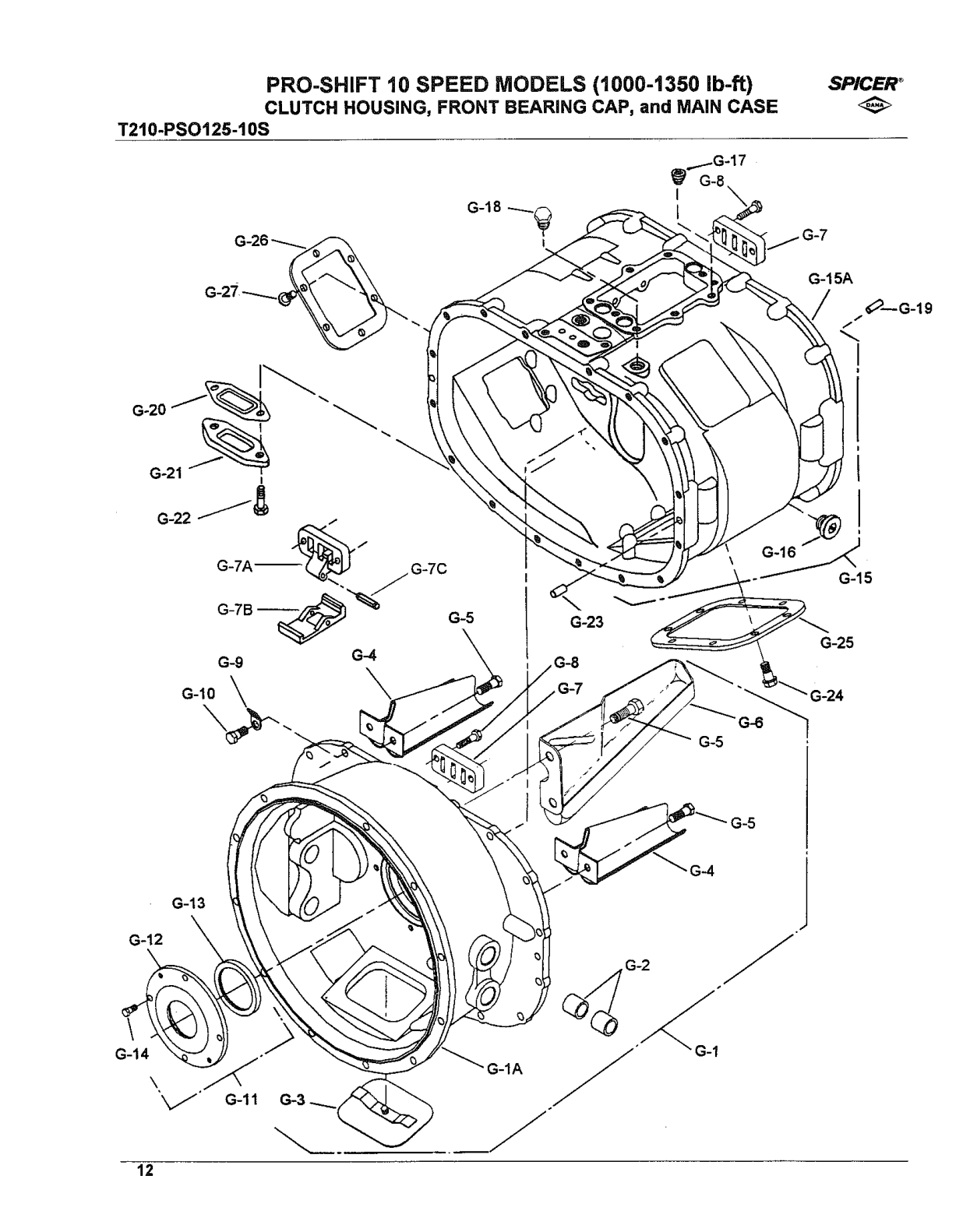 Spicer Transmission LPS0125-10S Main Case Group exploded-view diagram