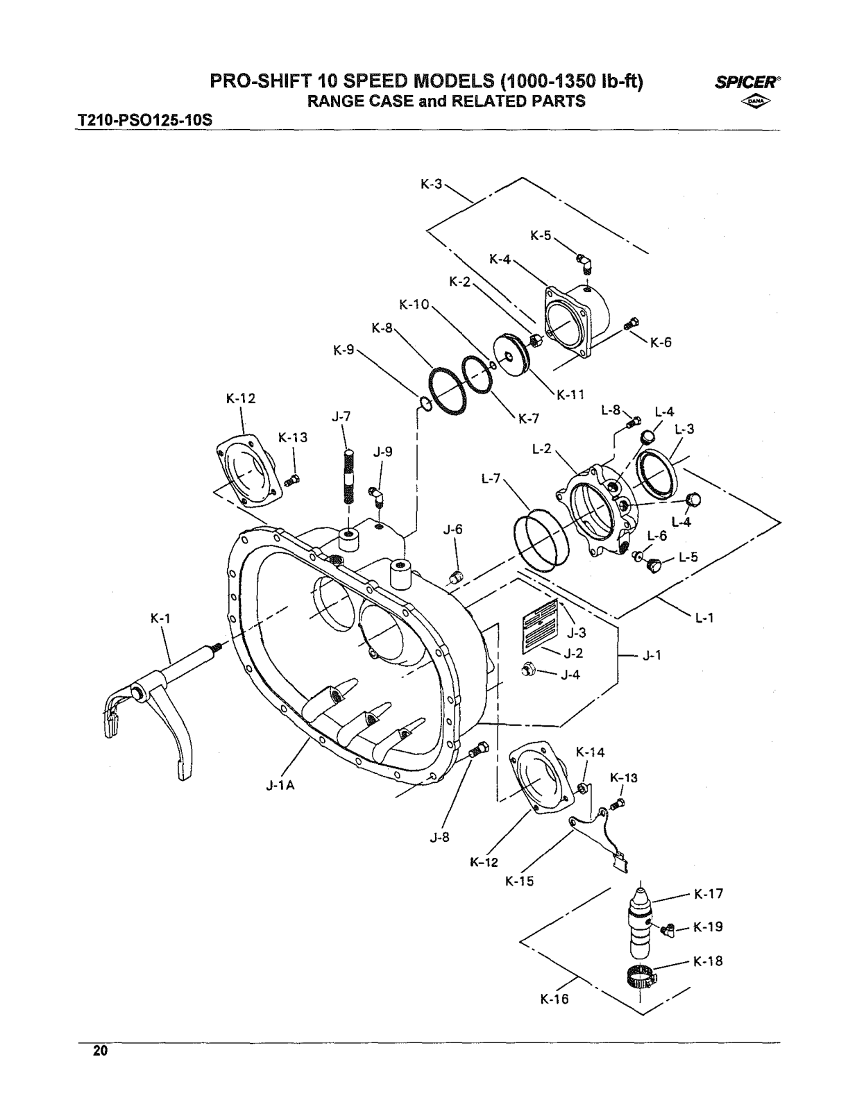 Spicer Transmission LPS0125-10S Rear Bearing Cap Group exploded-view diagram