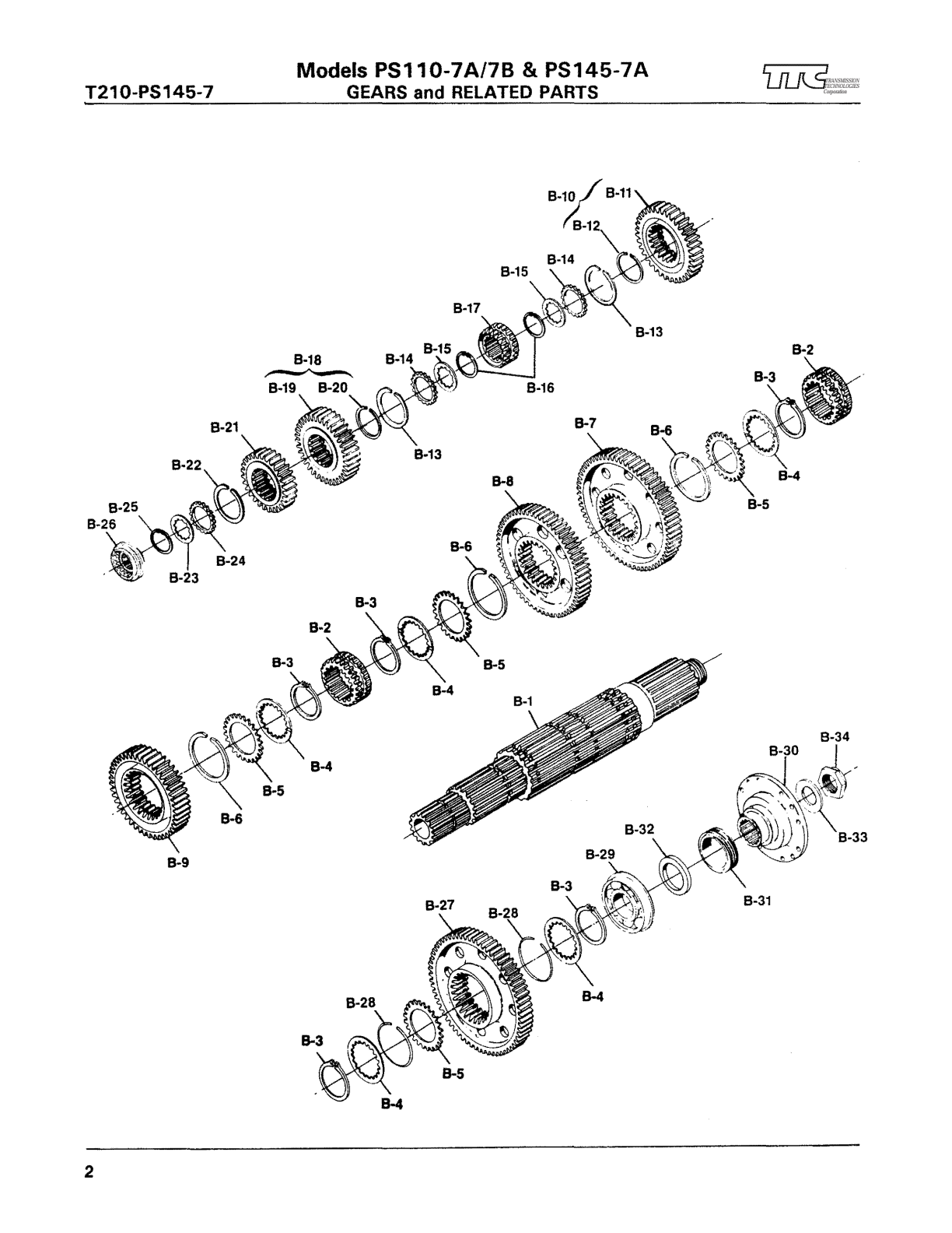 Spicer Transmission PS110-7A Mainshaft Group exploded-view diagram