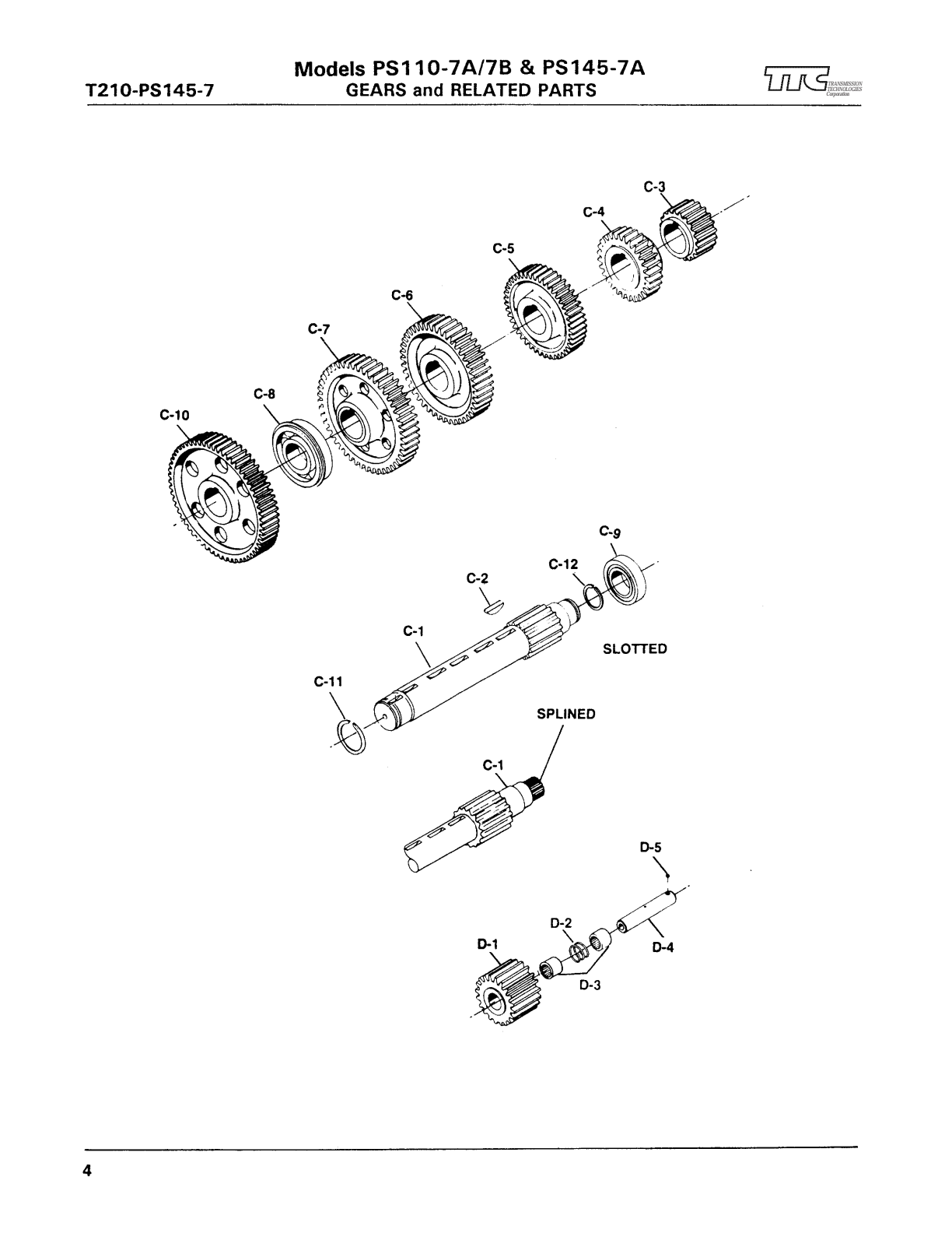 Spicer Transmission PS110-7A Countershaft Group exploded-view diagram