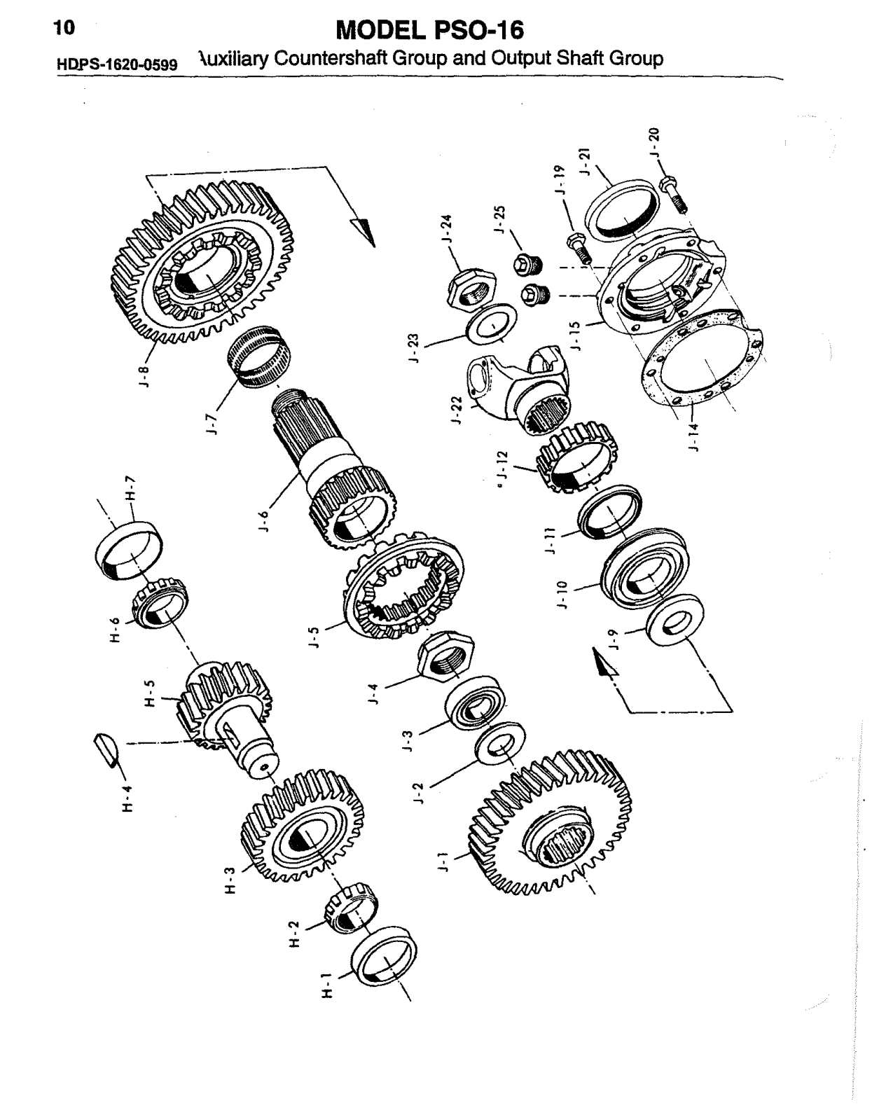 Spicer Transmission PSO150-16A Auxiliary Countershaft Group exploded-view diagram