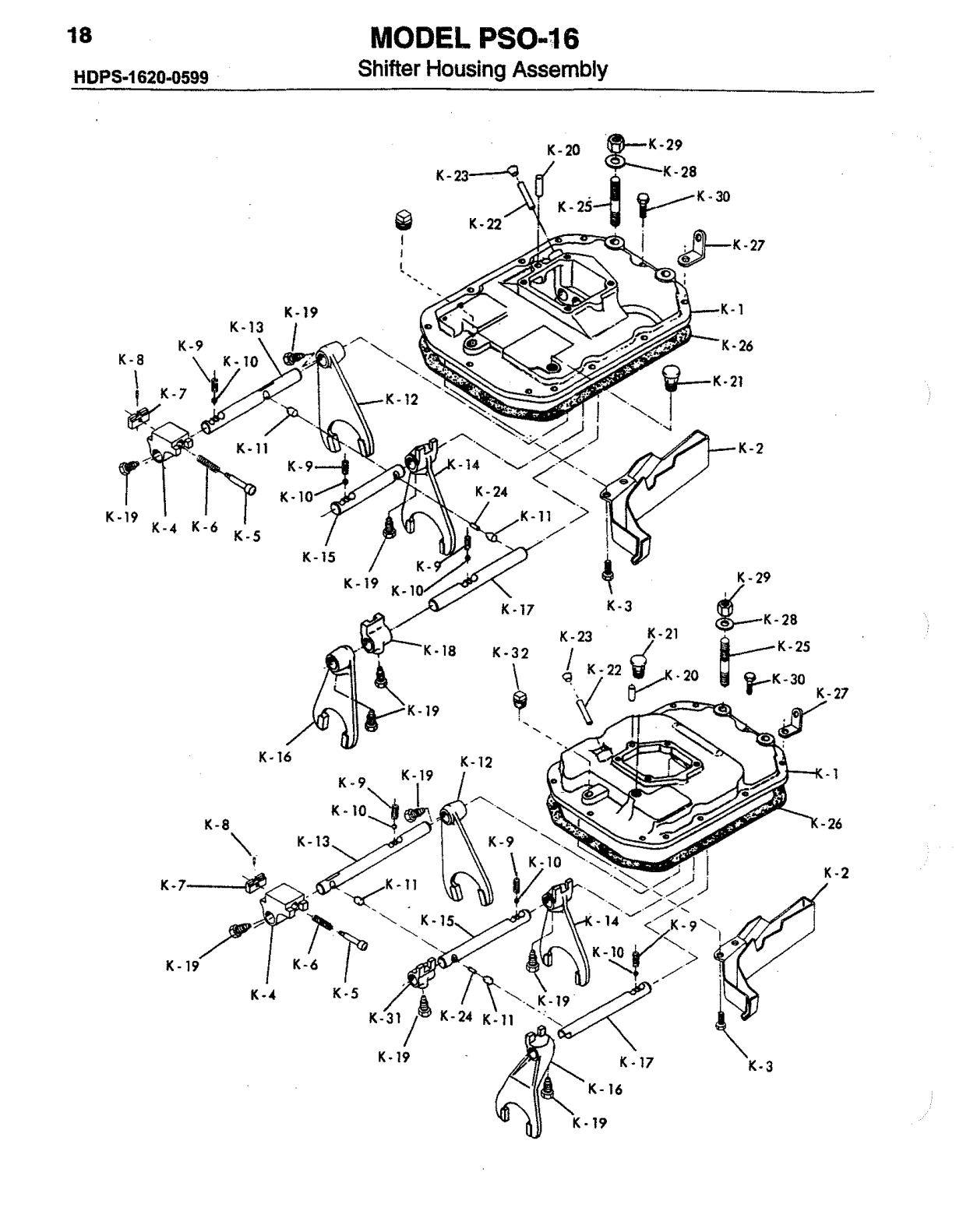 Spicer Transmission PSO150-16A Shifter Housing Assembly exploded-view diagram