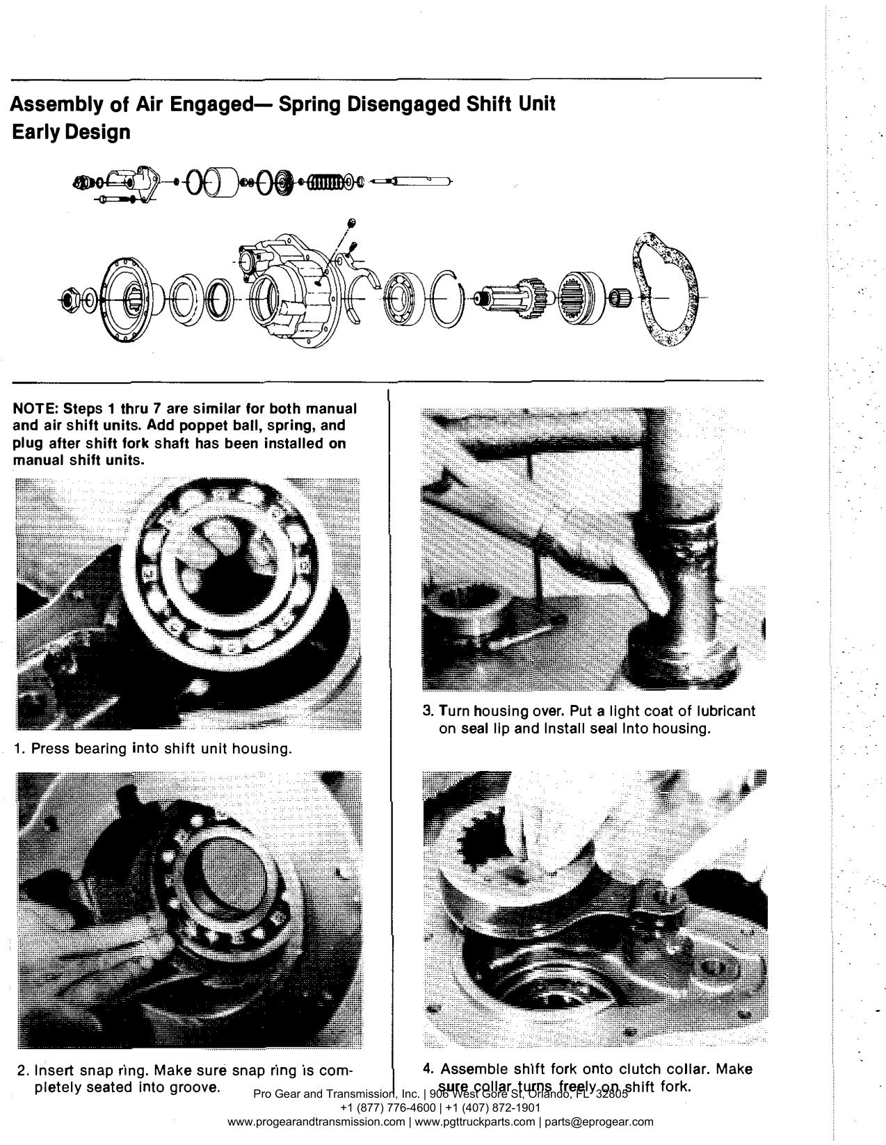 Spicer 784 Transfer Case Manual page 42: Assembly of Air Engaged- Spring Disengaged Shift Unit
