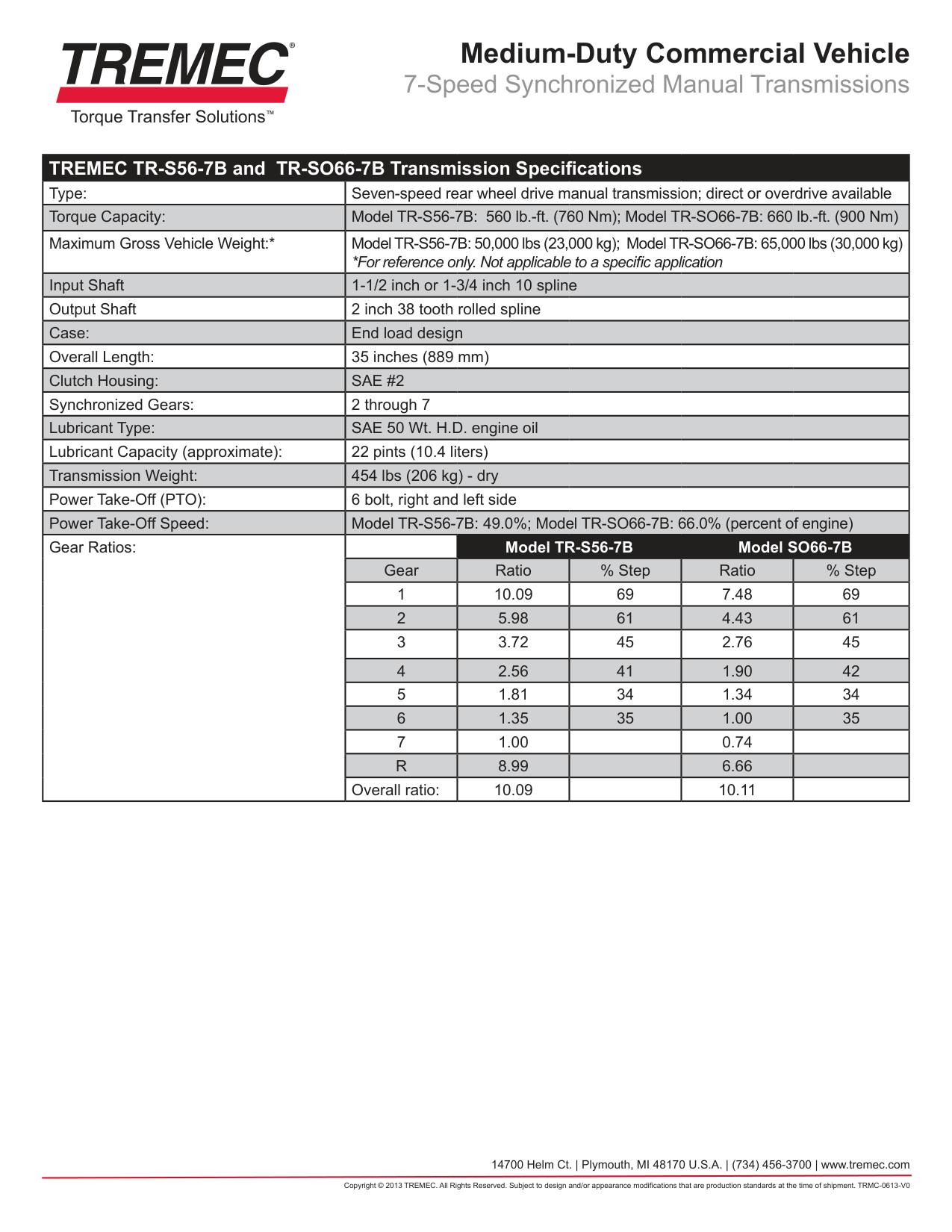 Spicer TTC 7-Speed Transmission Parts Manual page 2: Medium-Duty Commercial Vehicle