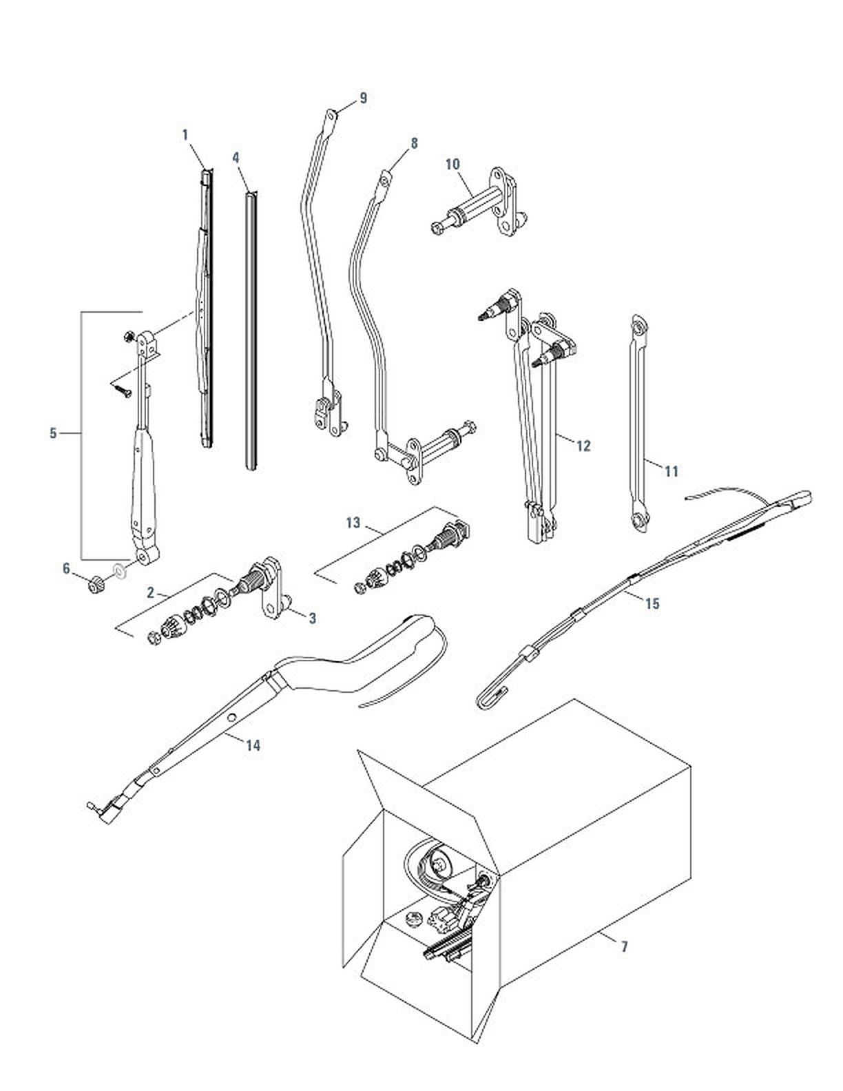 Truck Windshield Wiper & Washer Wiper Components exploded-view diagram